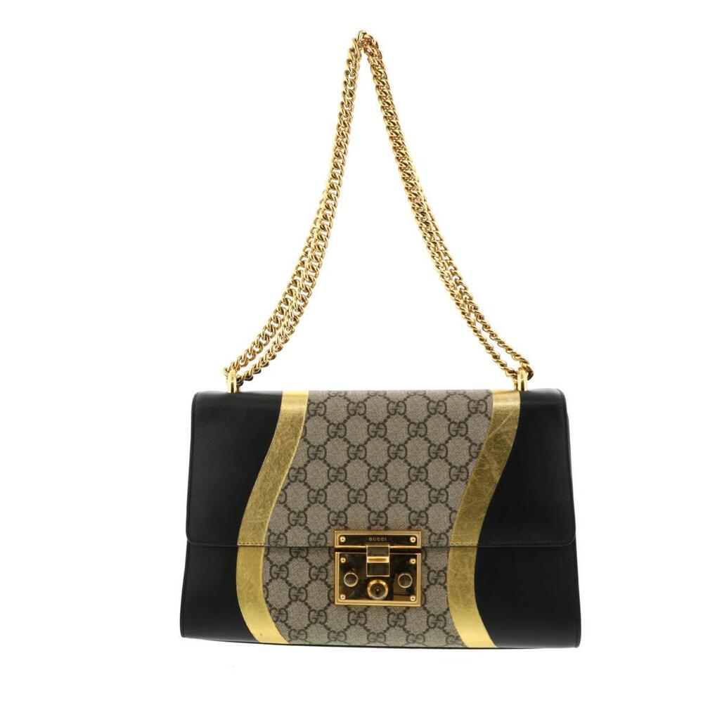 GUCCI GG Canvas Padlock Chain Shoulder Bag
